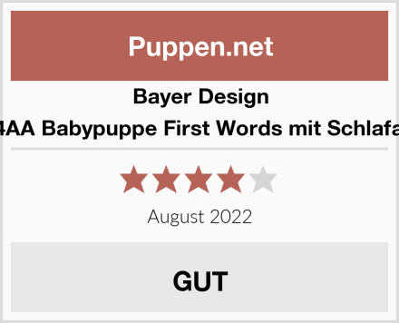 Bayer Design 93824AA Babypuppe First Words mit Schlafaugen Test