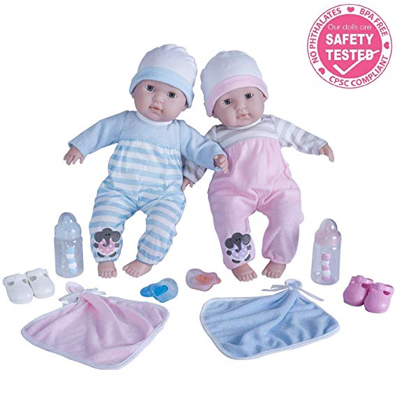2x Große Puppen 38 cm Puppenkleidung Zwillinge Babypuppe Zwillingspuppen Kinder 