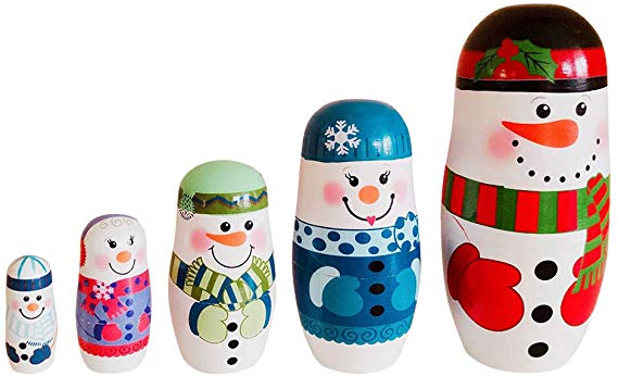 EXCEART 1 Satz 5 Schichten Holz Nistpuppen Matroschka Russische Puppen Eisbär Pinguin Eule Matroschka Puppen Spielzeug für Urlaub Weihnachten Kinder Party Gunst