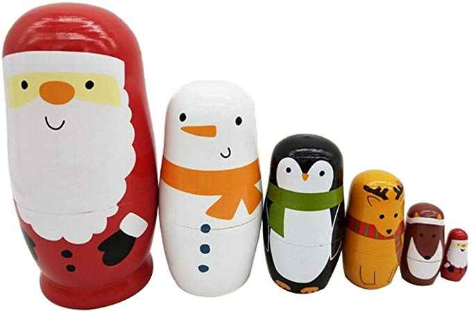 EXCEART 1 Satz 5 Schichten Holz Nistpuppen Matroschka Russische Puppen Eisbär Pinguin Eule Matroschka Puppen Spielzeug für Urlaub Weihnachten Kinder Party Gunst