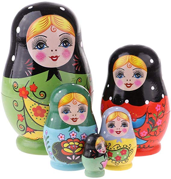 5 Lagen Hase Verschachtelte Matrjoschka Handbemalt Set Russische Puppe Toy Nacht 